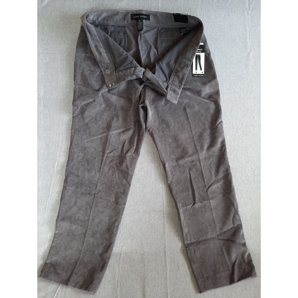 Larry Levine Women's 14 Corduroy Utility Gray Ankle Slim Leg Pants